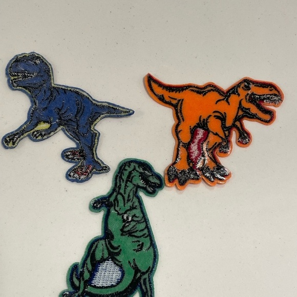 Dinosaur Embroidered Patches Set - Blue, Green, Orange - Picture 5 of 7